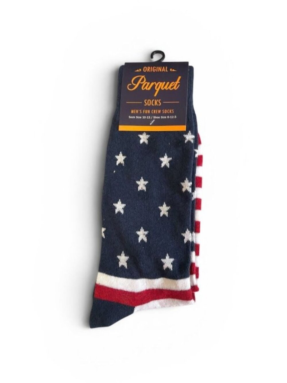 American Flag Mens Crew Socks Stars & Stripes Pattern Parquet Sock Size 10-13